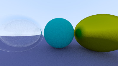Sphere with a glass material.